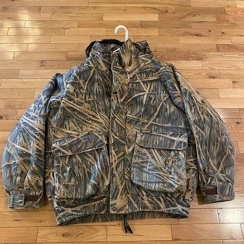 Remington Mens Camo 4-in-1 Hunting Parka Jacket Reversible Liner Marsh Grass L